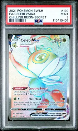PSA 9 Celebi VMAX (Secret) 199/198 Swsh06: Sword & Shield - Chilling Reign Holo - Image 1