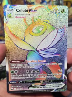 Celebi VMAX (Secret) Rainbow Rare 199/198 Swsh06: Chilling Reign Holo NM - Image 1