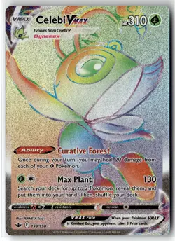 Celebi VMAX (Secret) Rainbow Rare 199/198 Swsh06: Chilling Reign Holo NM/LP - Image 1