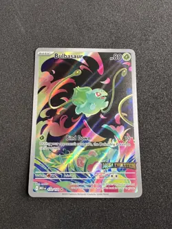 Bulbasaur 133/132 Mega Evolutions Stamped Promo Illustration Rare Pokemon Card - Image 1