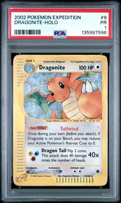 PSA 1 Dragonite 9/165 2002 Expedition Holo Rare Pokemon Card - Image 1