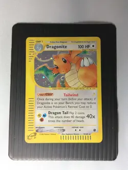 Pokemon TCG Dragonite 9/165 Expedition Base Set Holo Rare SWIRL NM - Image 1