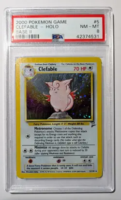 PSA 8 - 2000 Pokemon Base Set 2 CLEFABLE Holofoil #5 NM-MT - Image 1