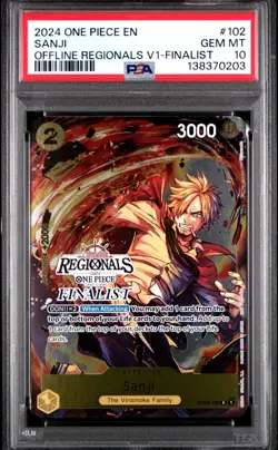 PSA 10 Sanji (Offline Regional 2024) [Finalist] OP03-102 One Piece Promo Low Pop - Image 1