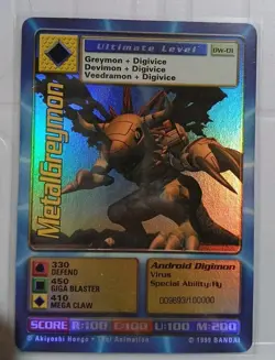 Digimon MetalGreymon DW-01 Rare Holo Card PlayStation Promo Bandai 1999 - Image 1