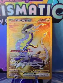 2023 Pokemon Scarlet and Violet #253 Miraidon EX HR SVI EN Hyper Rare Gold Holo - Image 1