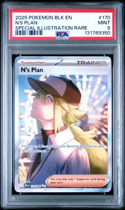 2025 POKEMON BLK EN-BLACK BOLT SPECIAL ILLUSTRATION RARE #170 N'S PLAN PSA 9 - Image 1