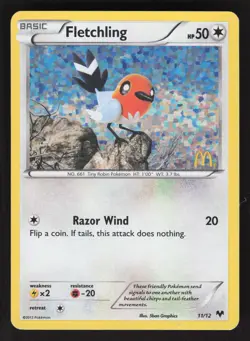 Fletchling 11/12 Pokemon TCG McDonald's Promos 2014 MP - Image 1