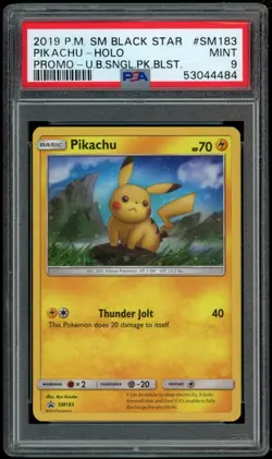 Pikachu SM183 Black Star Promo Pokemon 2019 Unbroken Bonds Blister Pack PSA 9 - Image 1