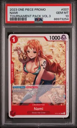 PSA 10 2023 One Piece Tournament Pack Volume 3 Participant Promo Nami ST01-007 - Image 1