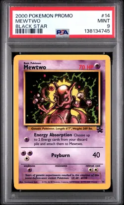 2000 POKEMON PROMO BLACK STAR #14 MEWTWO PSA 9 - Image 1