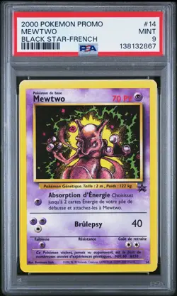 2000 POKEMON PROMO BLACK STAR FRENCH #14 MEWTWO PSA 9 - Image 1