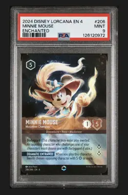2024 Disney Lorcana EN4 Minnie Mouse- Musketeer Champion Enchanted PSA 9 - Image 1
