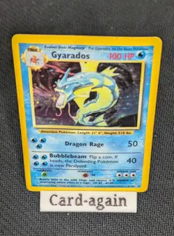 Pokemon TCG Gyarados Base Set Holo Card 6/102 Unlimited Rare - HP - Image 1