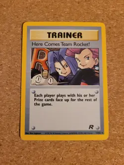Pokemon Team Rocket 1999-2000 Rare Holo Card 15/82 Here Comes Team Rocket - Image 1