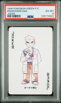 Pokemon Green Professor Oak Joker Playing Poker Card 1996 PSA 6 EX-MT - Image 1
