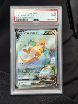 Pokemon TCG Dragonite v Full Art Alternate Art PSA 9 Mint 192/203 - Image 1