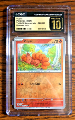 Vulpix Reverse Holo #026 - CGC PRISTINE 10 - Twilight Masquerade - Pokemon TCG - Image 1