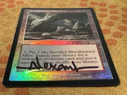 MtG: Onslaught Foil Bloodstained Mire - NM - Signed - Image 4