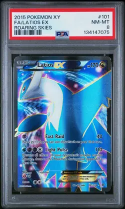 2015 Pokemon XY Roaring Skies Full Art Latios EX 101/108 #101 PSA 8 - Image 1