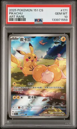 2025 POKEMON SIMPLIFIED CHINESE 151 C-COLL 151 ART RARE #171 PIKACHU PSA 10 - Image 1