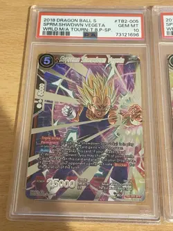 Dragon Ball Supreme Showdown Vegeta & Son Goku TB2-005 TB2-002 SPR PSA 10 CARD - Image 2