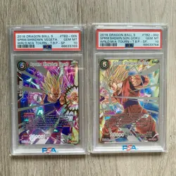 2018 Dragon Ball Supreme Showdown Vegeta & Son Goku TB2-005 TB2-002 SPR PSA 10 - Image 1