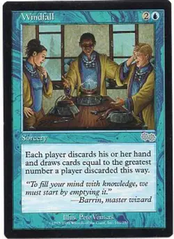 WINDFALL X1 MAGIC MTG URZA'S SAGA EXCELLENT (EX) 1998 - Image 1