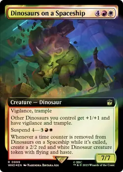 MTG SURGE FOIL Dinosaurs on a Spaceship - Doctor Who Commander #999 - Image 1