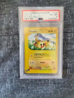 PSA 8 2002 Pokemon TCG Expedition Pikachu 124/165 Reverse Holo Common - Image 1