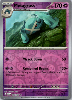 ✨Pokemon - Metagross - Reverse Holo - Rare - 063/159 - Journey Together (NM)✨ - Image 1