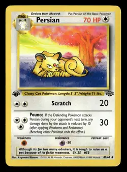 1999 Pokemon PERSIAN 1st Edition Jungle 42/64 LP - Image 1