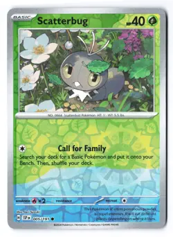 Scatterbug 005/191 - Pokemon ERROR Color Misprint Surging Sparks REVERSE Holo - Image 1