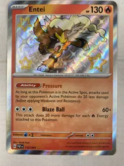 Entei 112/091 SV: Paldean Fates Baby Shiny Holo Rare Pokemon TCG NM - Image 1