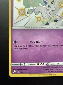 Pokemon Galarian Ponyta SV047/SV122 Shining Fates: Shiny Vault Holo (NM) - Image 4