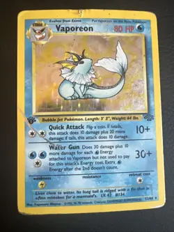 Pokemon TCG - Vaporeon 1st Edition Holo Rare 12/64 - Jungle (1999) - Image 1