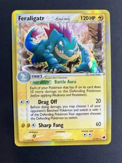 Pokemon TCG Feraligatr EX Dragon Frontiers 2/101 Delta Species Holo Rare 120HP - Image 1