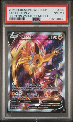 2021 POKEMON SWSH BLACK STAR PROMO #183 FULL ART/JOLTEON V PSA 8 - Image 1