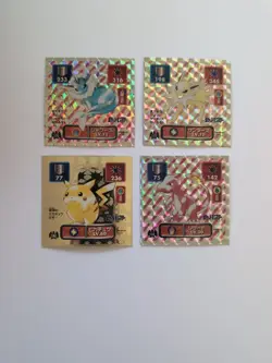 Lot X4 pokemon stickers Amada 1996 Hyper sticker collection 1 gold - Image 1