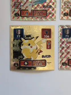 Lot X4 pokemon stickers Amada 1996 Hyper sticker collection 1 gold - Image 4