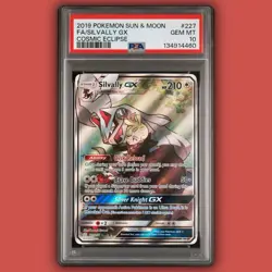 2019 POKEMON SUN & MOON COSMIC ECLIPSE #227 FULL ART ALT ART SILVALLY GX PSA 10 - Image 1
