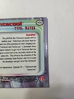 2000 Topps Chrome Pokemon Rare Foil #72 TENTACOOL TV Animation Edition NM-MT - Image 3