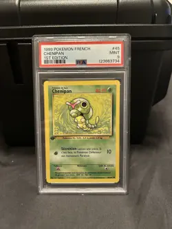 Pokemon PSA 9 MINT FRENCH 1999 1st Edition Base Chenipan (Caterpie) #45 - Image 1