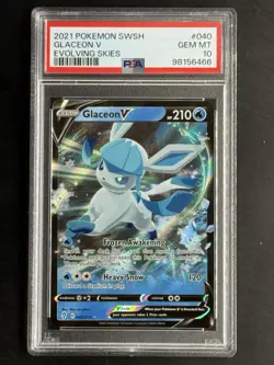 2021 POKEMON SWORD & SHIELD EVOLVING SKIES #040 GLACEON V PSA 10 - Image 1