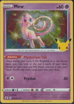 🔥 Mew # 011/025 Holo Rare 2021 Pokemon Celebrations 25th Anniversary Card - Image 1