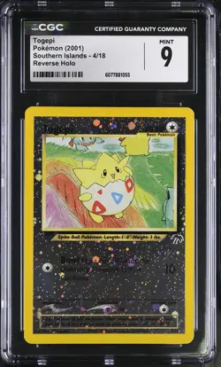 CGC 9 MINT Togepi 2001 Southern Islands 4/18 Reverse Holo Pokemon Card - Image 1