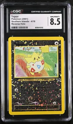 CGC 8.5 Togepi 2001 Southern Islands 4/18 Reverse Holo SWIRL Pokemon Card - Image 1