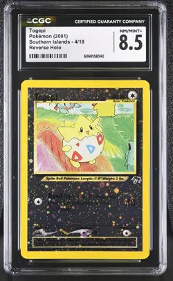 CGC 8.5 Togepi 2001 Southern Islands 4/18 Reverse Holo SWIRL Pokemon Card - Image 1