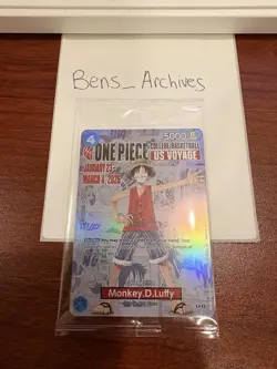 One Piece Monkey.D.Luffy [College Basketball US Voyage] P-055 Promo Card SEALED - Image 1