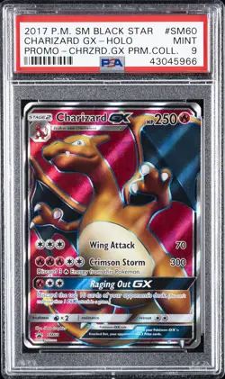 2017 POKEMON SM BLACK STAR PROMO #SM60 FULL ART/CHARIZARD GX PSA 9 - Image 1